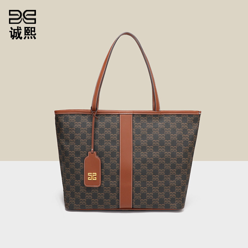 高级感大容量老花手提托特包时尚潮流大容量购物袋休闲单肩腋下包,箱包皮具/热销女包/男包,单肩包,淘宝优惠券,粉丝福利购,淘宝优惠卷