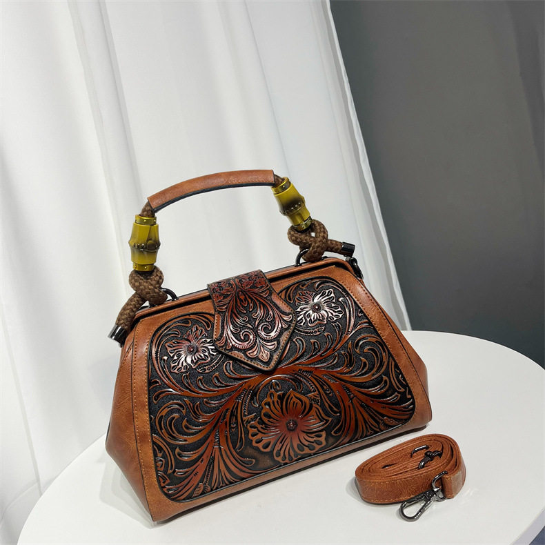 手提包欧美复古撞色木柄包包时尚民族风通勤休闲百搭中年女包外贸,箱包皮具/热销女包/男包,单肩包,淘宝优惠券,粉丝福利购,淘宝优惠卷