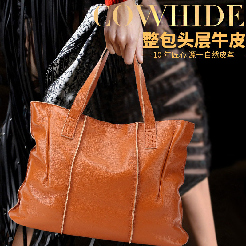 复古大包包女2025新款头层牛皮单肩包小众托特包大容量女真皮女包,箱包皮具/热销女包/男包,单肩包,淘宝优惠券,粉丝福利购,淘宝优惠卷