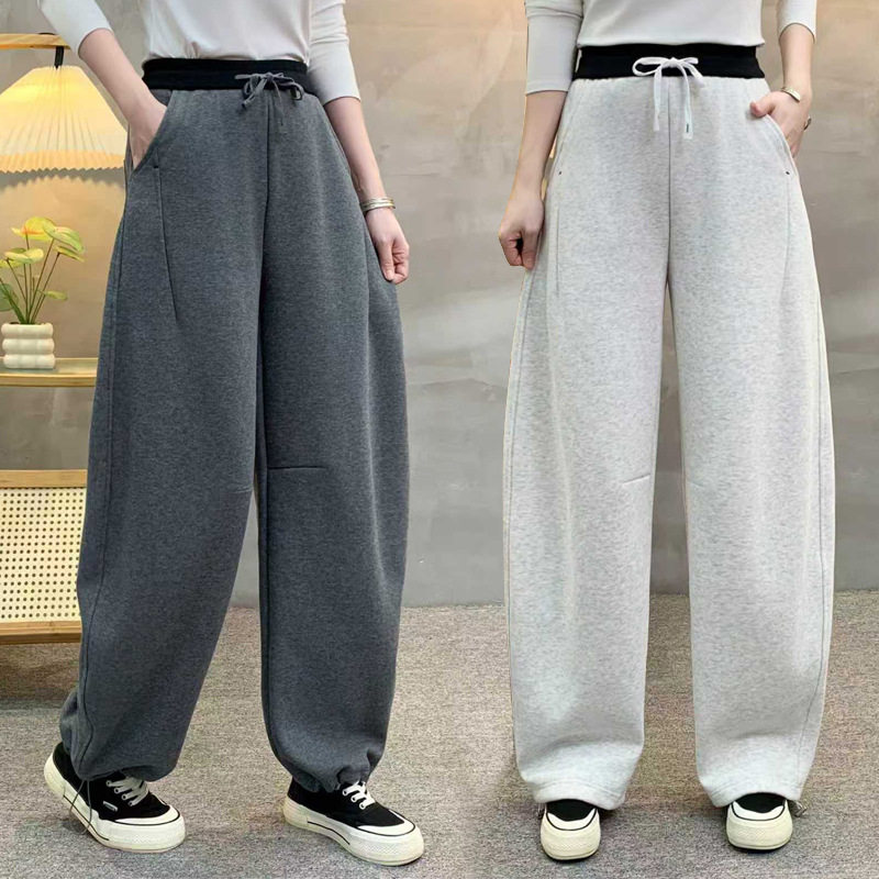 2025秋季新款弯刀裤女休闲简约纯色撞色运动裤松紧腰宽松大码女裤,女装/女士精品,休闲裤,淘宝优惠券,粉丝福利购,淘宝优惠卷