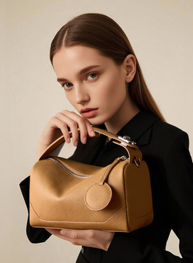 TOGO头层牛皮女包时尚真皮跨境波士顿包包百搭潮流手提斜挎包