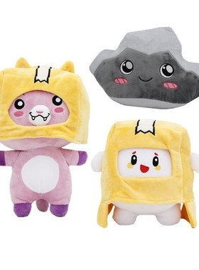 纸盒小人公仔变身猫咪游戏毛绒玩具新款狐狸公仔石头玩偶lankybox