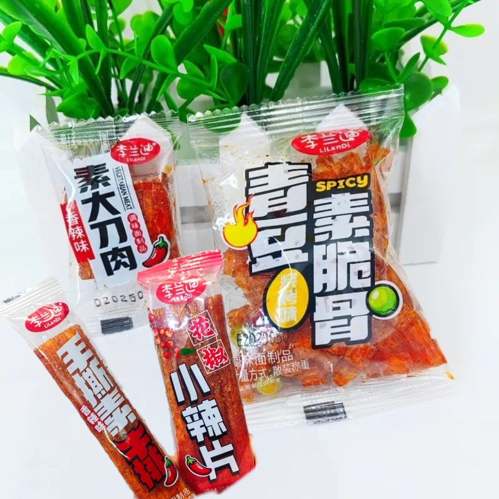李兰迪大刀素肉青豆素脆骨辣条小包装8090童年味道怀旧零食品解馋