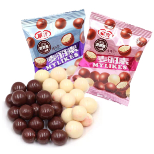 华宝纯真恋人麦丽素添加跳跳糖500g牛奶白巧克力代可可脂休闲零食