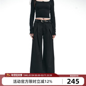 原创设计初春新款 黑色高级百搭宽松休闲裤 阔腿盖脚西装 Goosfir 裤