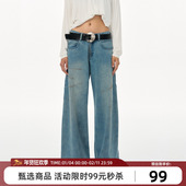 百搭显瘦直筒长裤 Goosfir 原创设计做旧水洗廓形擦色宽松牛仔裤 女