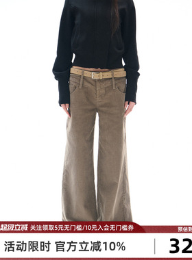 Goosfir 原创设计美式复古灯芯绒休闲裤女显瘦宽松百搭拖地直筒裤