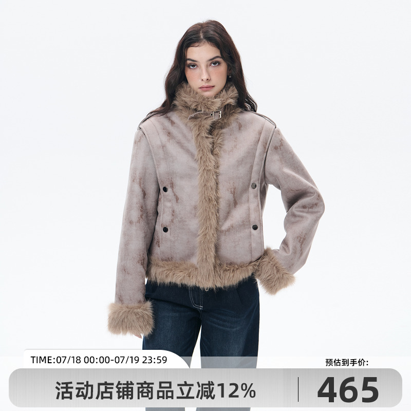goosfir2024冬季新品毛边外套