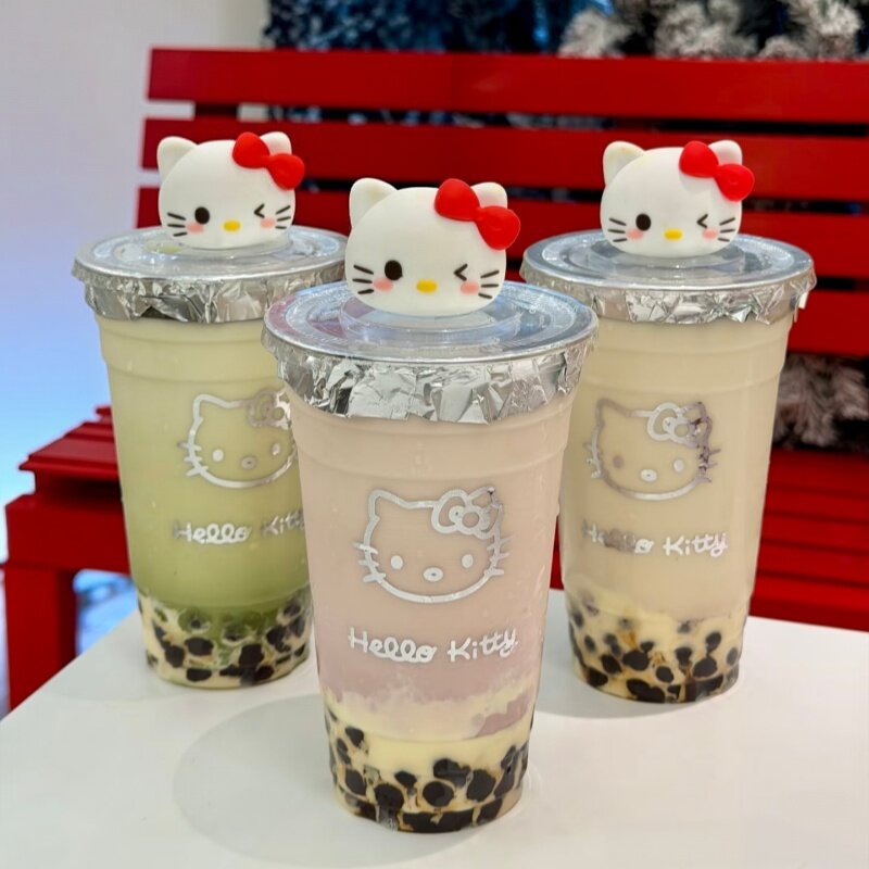 Hello Kitty珍珠奶茶500ml加厚塑料茉莉奶白杨枝甘露啵啵饮品杯子