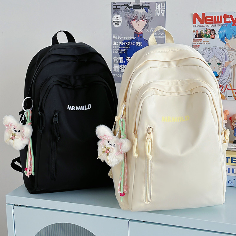 轻便清新纯色双肩包女韩版百搭书包女生大学生初中生休闲双肩背包