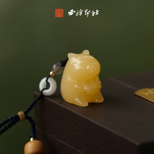 西泠印社卡皮巴拉水豚印章挂件定制（含4字篆刻）手工刻字姓名吉语闲章定制生日纪念日节日送礼商务礼品