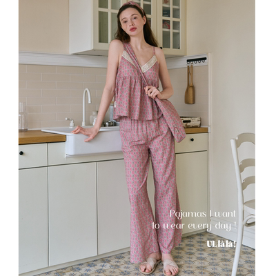 韩国品牌ULLALA碎花家居服三件套