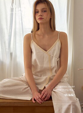 ULLALA韩国进口纯棉睡衣三件套女