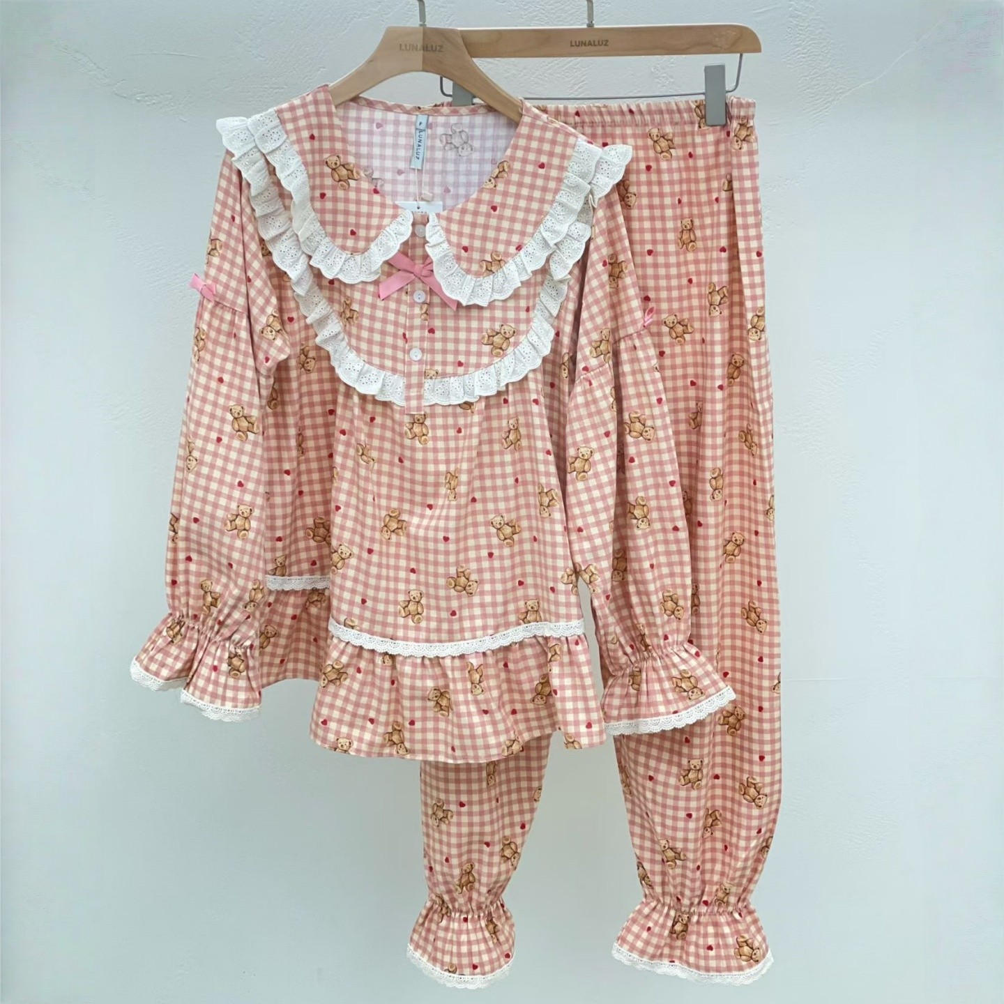 LUNALUZ韩国纯棉娃娃领家居服女