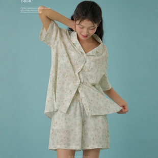 ULLALA韩国乌拉拉睡衣女2026夏新款纯棉碎花简约风短袖短裤家居服