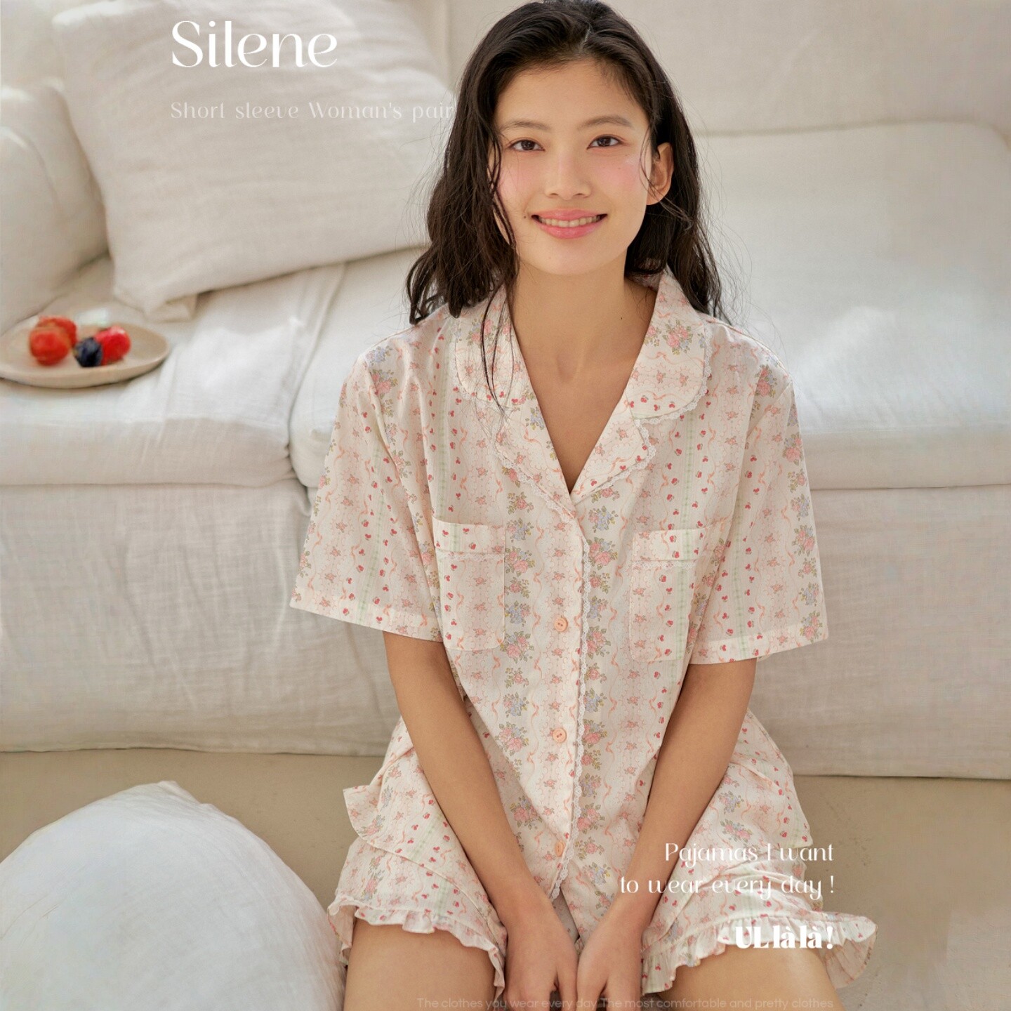 ULLALA韩国纯棉碎花简约家居服女