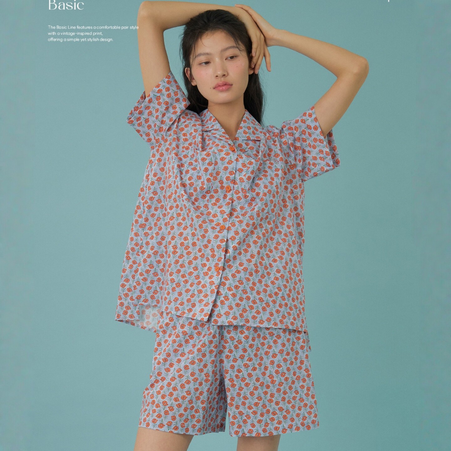 ULLALA韩国睡衣女2026夏季纯棉清新碎花休闲前扣短袖裤家居服套装