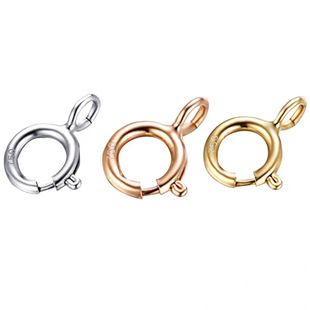 真18K金弹簧扣 细项链手链扣750玫瑰黄金K白金连接绳扣头DIY配件