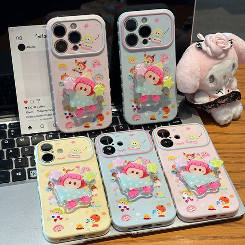 可爱星星棒女孩支架适用苹果17promax手机壳iPhone16小米17华为mate70p90K80note15x200reno14findx8magic7