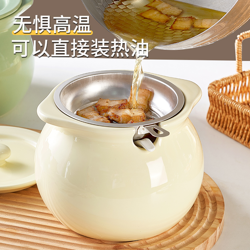 【食品级】猪油罐家用耐高温陶瓷