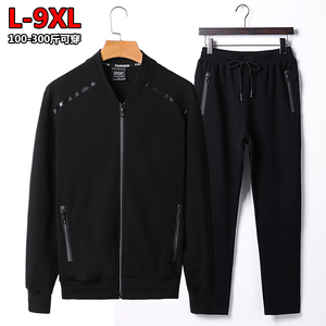 潮胖春秋胖子男装大号跑步服加肥加大码宽松男士运动套装8XL300斤