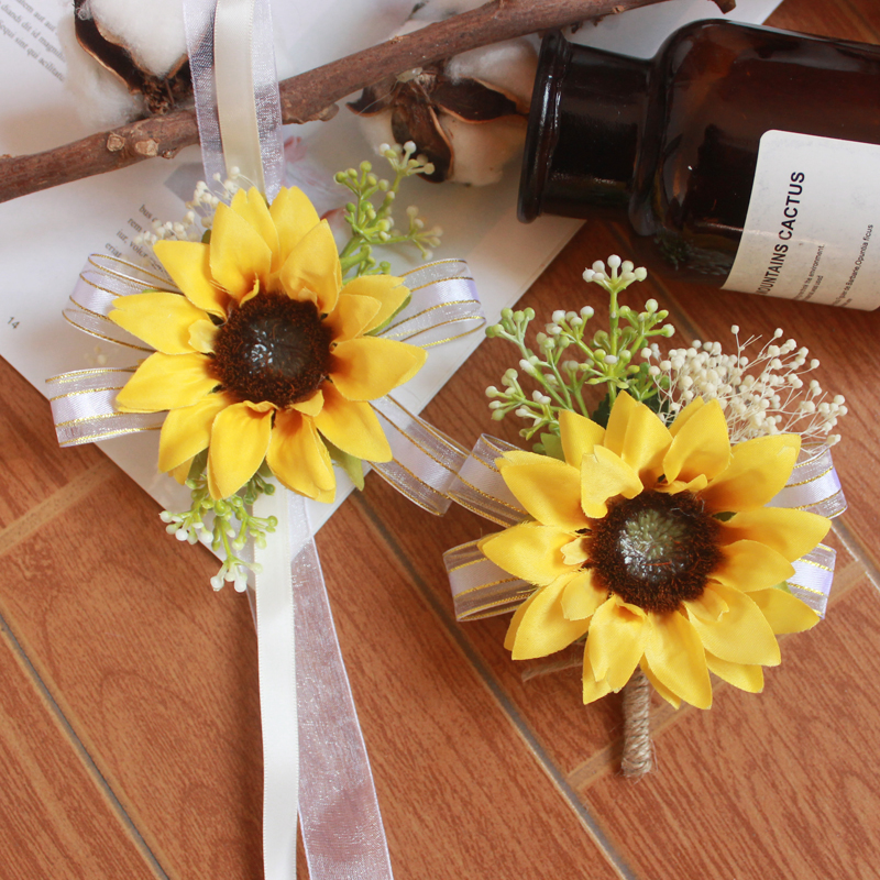 森系仿真向日葵新娘新郎手腕花胸花结婚姐妹团手花婚纱伴娘胸针,节庆用品/礼品,手腕花,淘宝优惠券,粉丝福利购,淘宝优惠卷