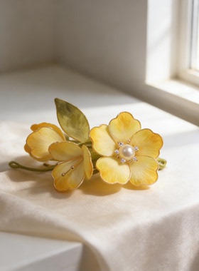 非遗绒花掐丝兰花蓝紫色古风汉服发簪手工制作原创桑蚕丝流苏发夹