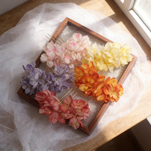 花朵珍珠排簪古风发排钗子汉服绢花发饰簪花头饰排钗簪子明制配饰