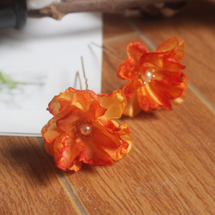 原创唐风诃子裙花朵掩鬓发饰汉服古装发簪u钗头饰古风绢花簪子