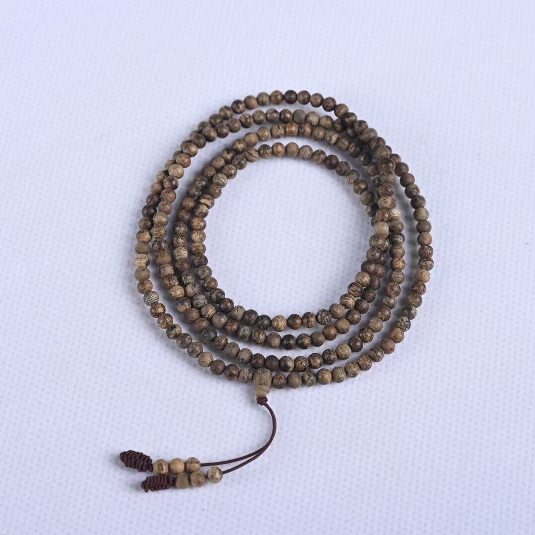 9分沉正区文莱黑油软丝沉香手链3MM216颗重4.5克清凉兰花香浓郁