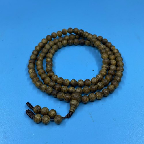 广东电白绿奇楠【9分沉】天然沉香佛珠6MM118颗棋楠男女沉香手串