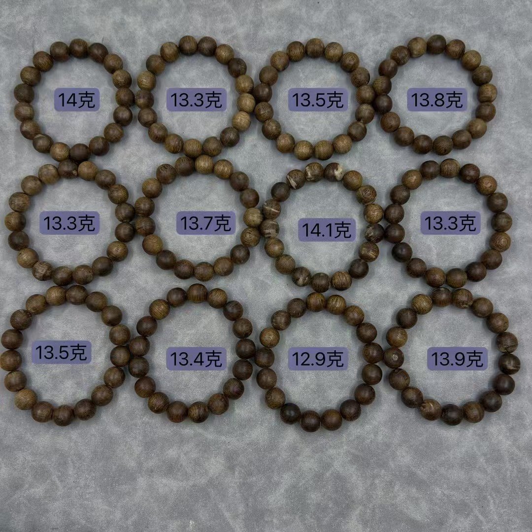 9分沉柬埔寨糖结红油天然沉香佛珠不偏大12MM17颗重13克-14克