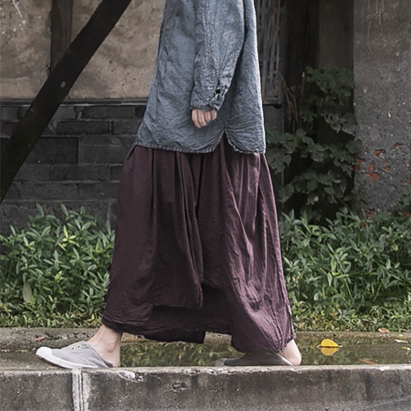 山千念壹中长文艺多层拼片半身裙