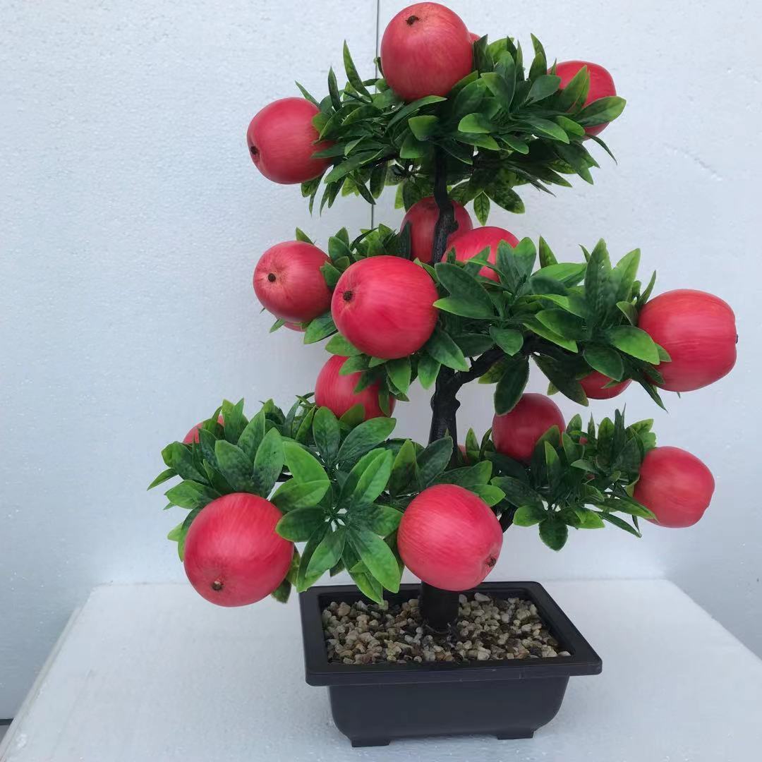 仿真度很好的大果实苹果树假花仿真花客厅摆件大苹果电视柜摆设