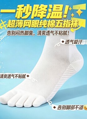 五指袜子男中筒超薄网眼春夏商务百搭户外徒步纯棉吸汗防臭分趾袜