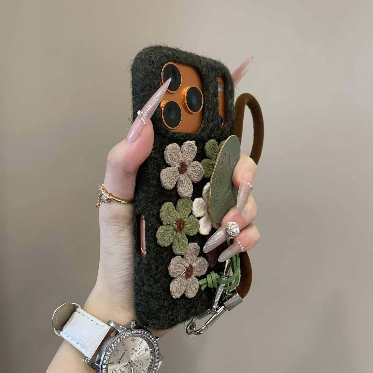 秋冬ins毛绒针织花朵适用iPhone17promax手机壳15新款17pro网红女款13创意全包防摔16pro超好看17保护套,3C数码配件,手机保护套/壳,淘宝优惠券,粉丝福利购,淘宝优惠卷