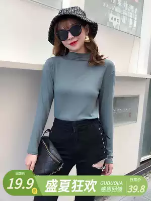 Long sleeve women's coat autumn and winter 2021 New modal T-shirt ins Super fire half high collar inside with foreign style base shirt tide