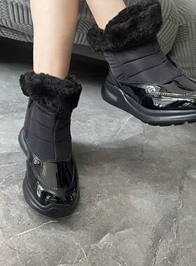 韩国外贸保暖棉鞋女靴侧拉链