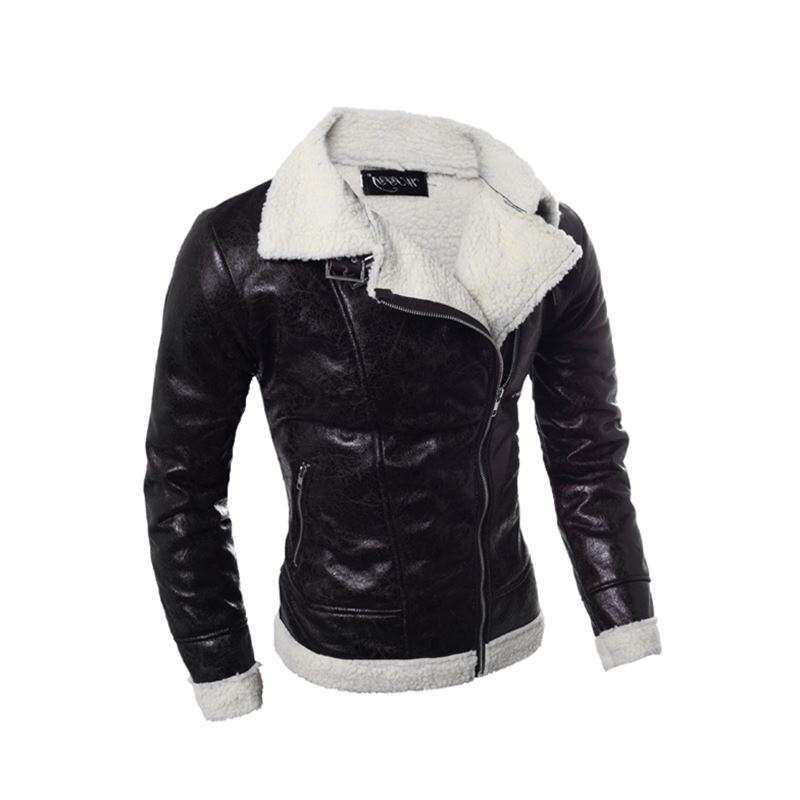 羊羔絨韓版男修身大領斜拉皮衣外套men wool leather jacket coat在類目 男裝, 皮衣中 - 來自Buy2taobao.com提供專業的淘寶代購服務