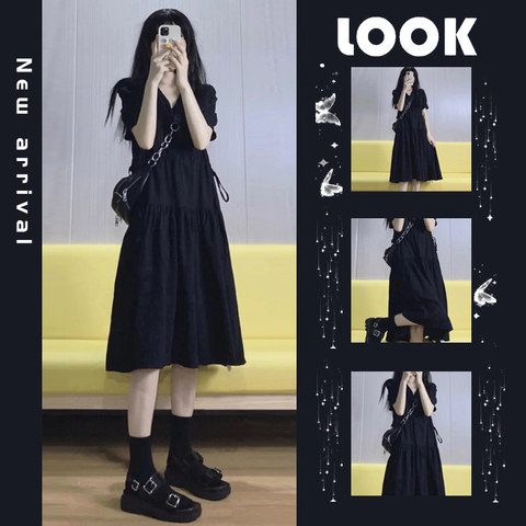 JINGQI PREGNANT WOMAN SUMMER DRESS DRESS HEPBURN STYLE LITTLE BLACK DRESS FRENCH TEMPERAMENT KOREAN VERSION OF THE MATERNITY SKIRT SUMMER MATERNITY DRESS