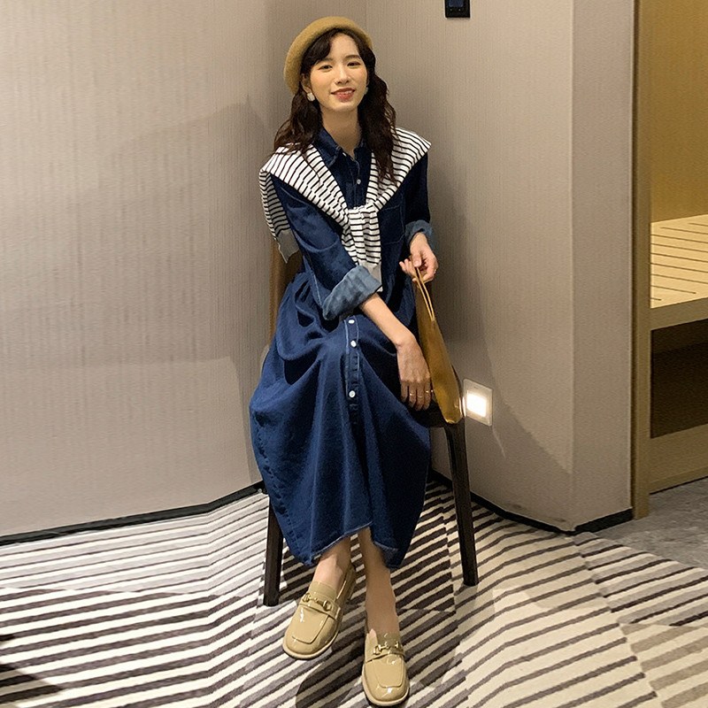 JINGQI MATERNITY CLOTHES SPRING AND AUTUMN 2023 NEW FASHION DENIM NURSING DRESSES FASHIONABLE FOREIGN LOOSE PLUS SIZE SPRING DRESSES