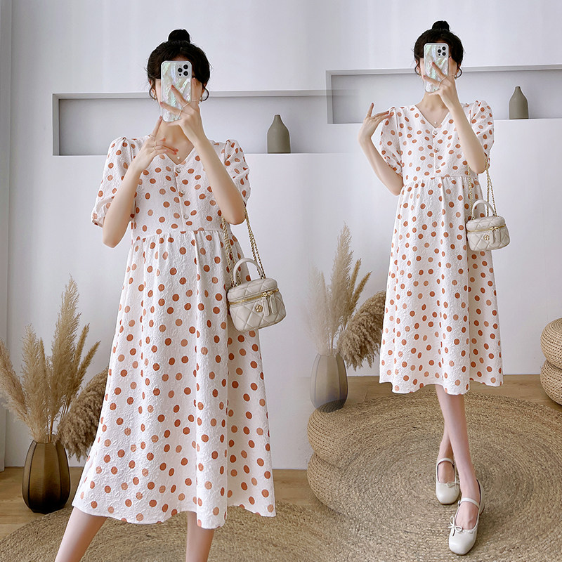 MATERNITY DRESS CAN BREASTFEEDING SKIRT MID-LENGTH LOOSE AUTUMN FASHION TRENDY MOTHER SPRING AND AUTUMN LONG AND SHORT-SLEEVED MATERNITY DRESS