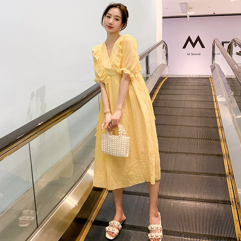 JINGQI MATERNITY SUMMER DRESS HIGH-END FASHION INTERNET CELEBRITY SUMMER SKIRT AGE REDUCTION FRESHNESS SUMMER DRESS
