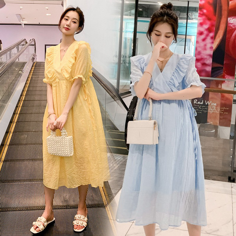 JINGQI MATERNITY SUMMER DRESS HIGH-END FASHION INTERNET CELEBRITY SUMMER SKIRT AGE REDUCTION FRESHNESS SUMMER DRESS