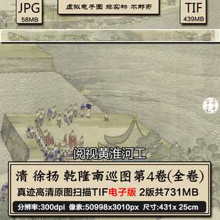 徐扬乾隆南巡图第四卷阅视黄淮河工清朝古画高清临摹参考电子图片