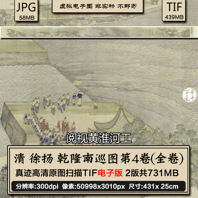 徐扬乾隆南巡图第四卷阅视黄淮河工清朝古画高清临摹参考电子图片