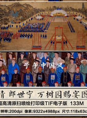 郎世宁万树园赐宴图清朝古代宫廷夜宴绘画装饰高清电子版图片素材
