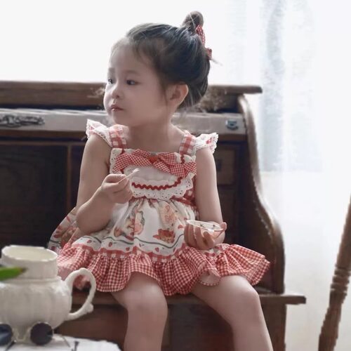 夏季女童红格连衣裙夏季