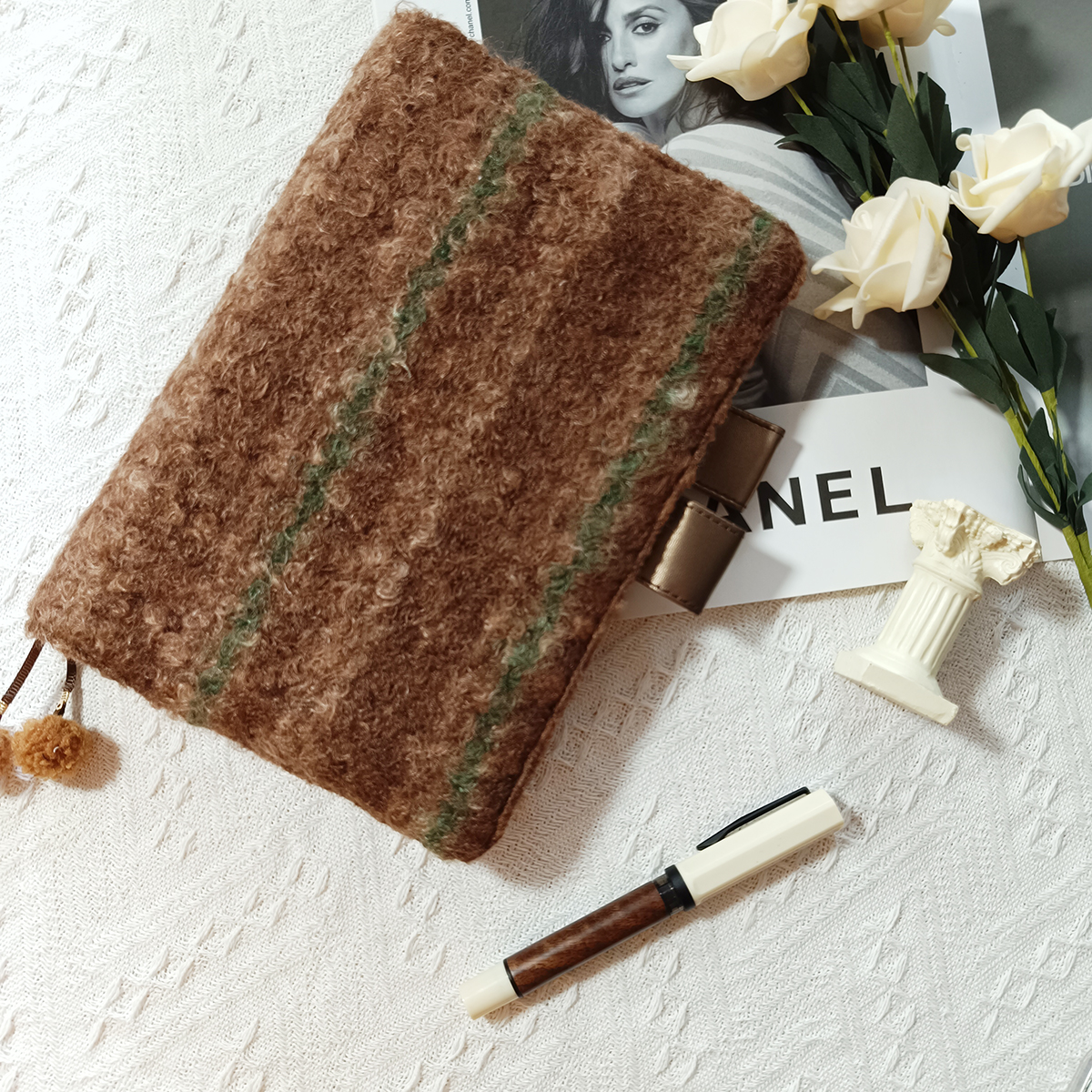 面大师 午后摩卡 手工A5A6手帐书衣笔记本学生棕色羊羔毛秋冬新品