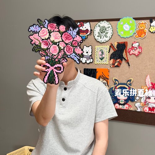拼豆花束成品售卖玫瑰花定制